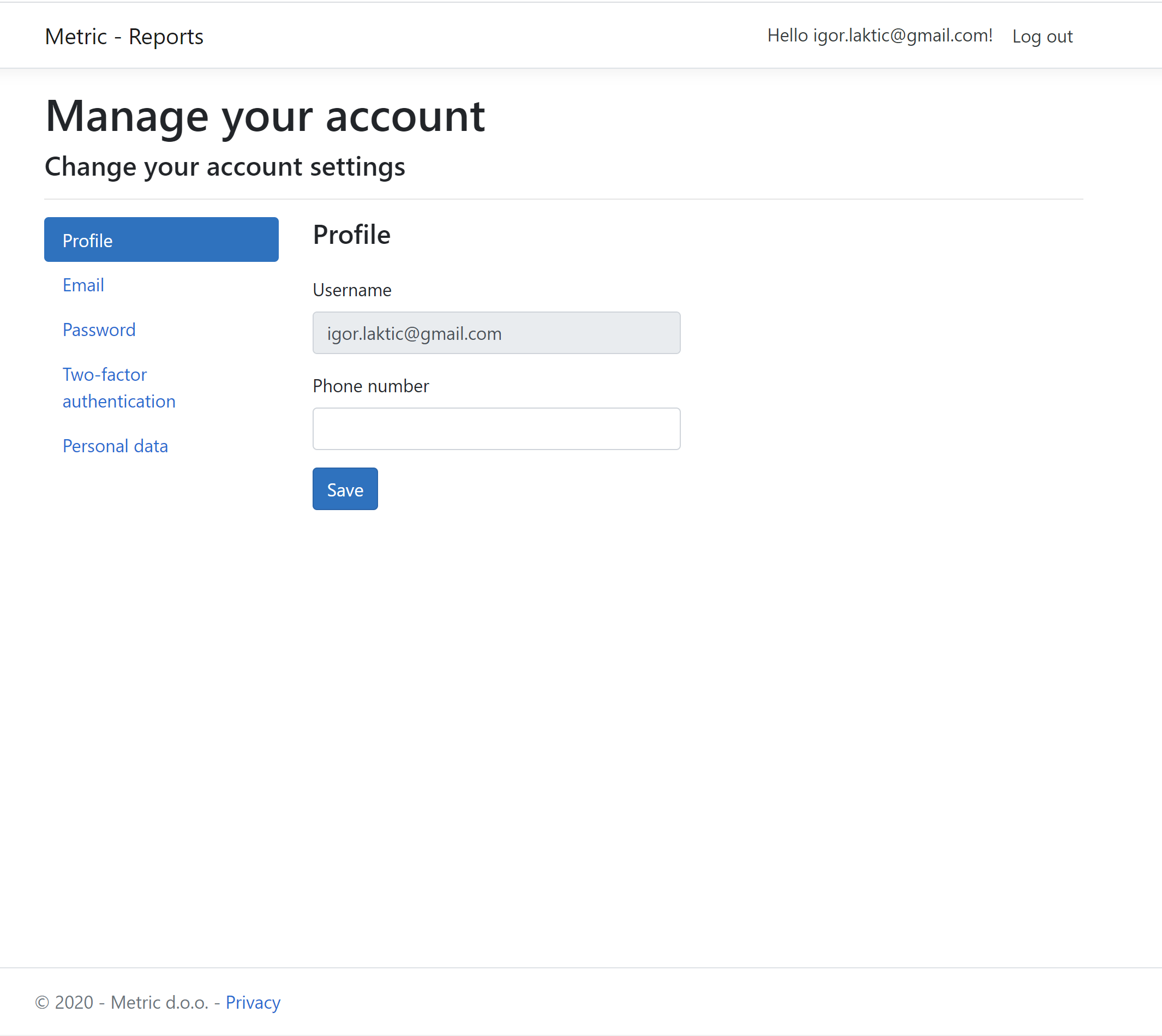 Report Manager Your Account
